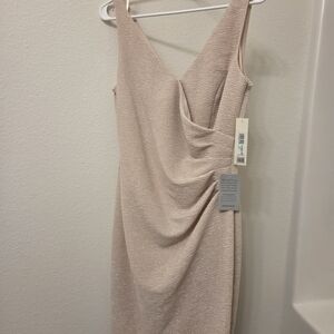 NWT Eliza J Champagne Shimmer Ruched Sheath Dress Size 8 Nordstrom